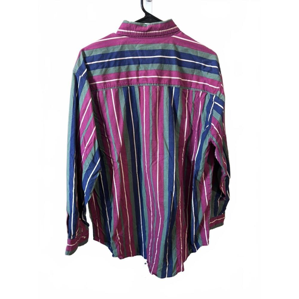 Vintage 90s Basic Editions Striped Button Shirt O… - image 4